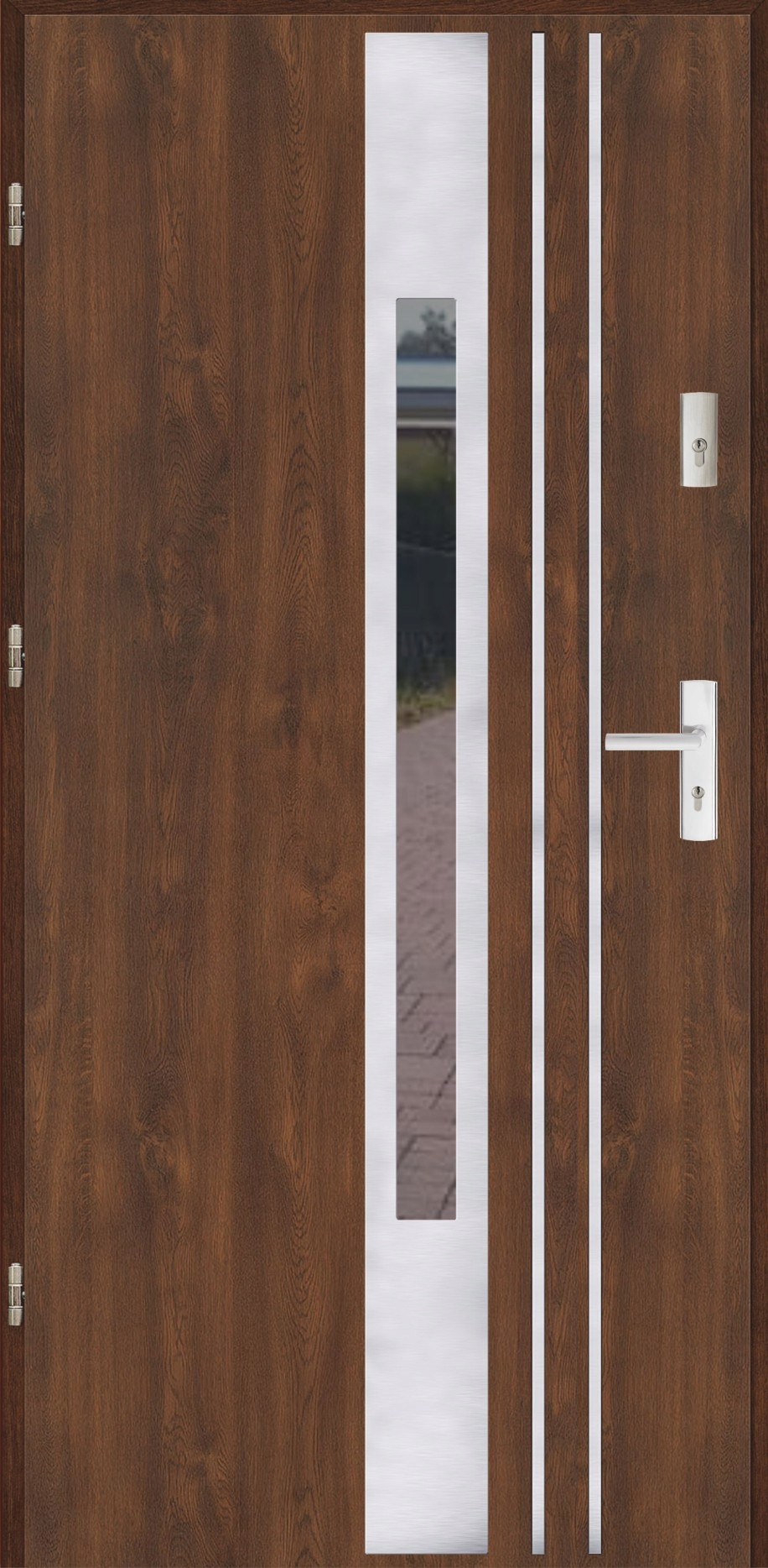 Drzwi Ud 1,2 Lux 72mm Płaskie 44 Ap Inox Orzech Lewe 80 do wewnątrz