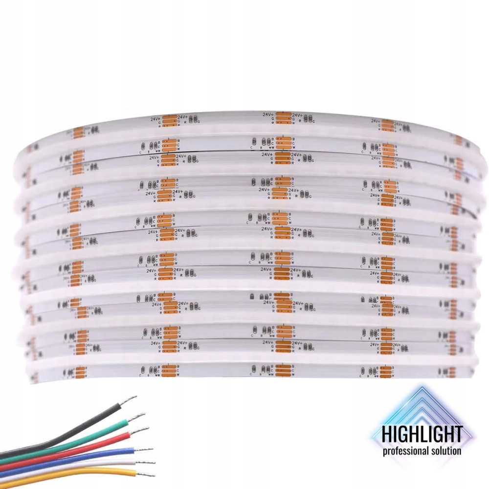10m Taśma Led Cob 5w1 Rgb+cct Rgbw 16W 24V RA>90 840 LED/m Jakość