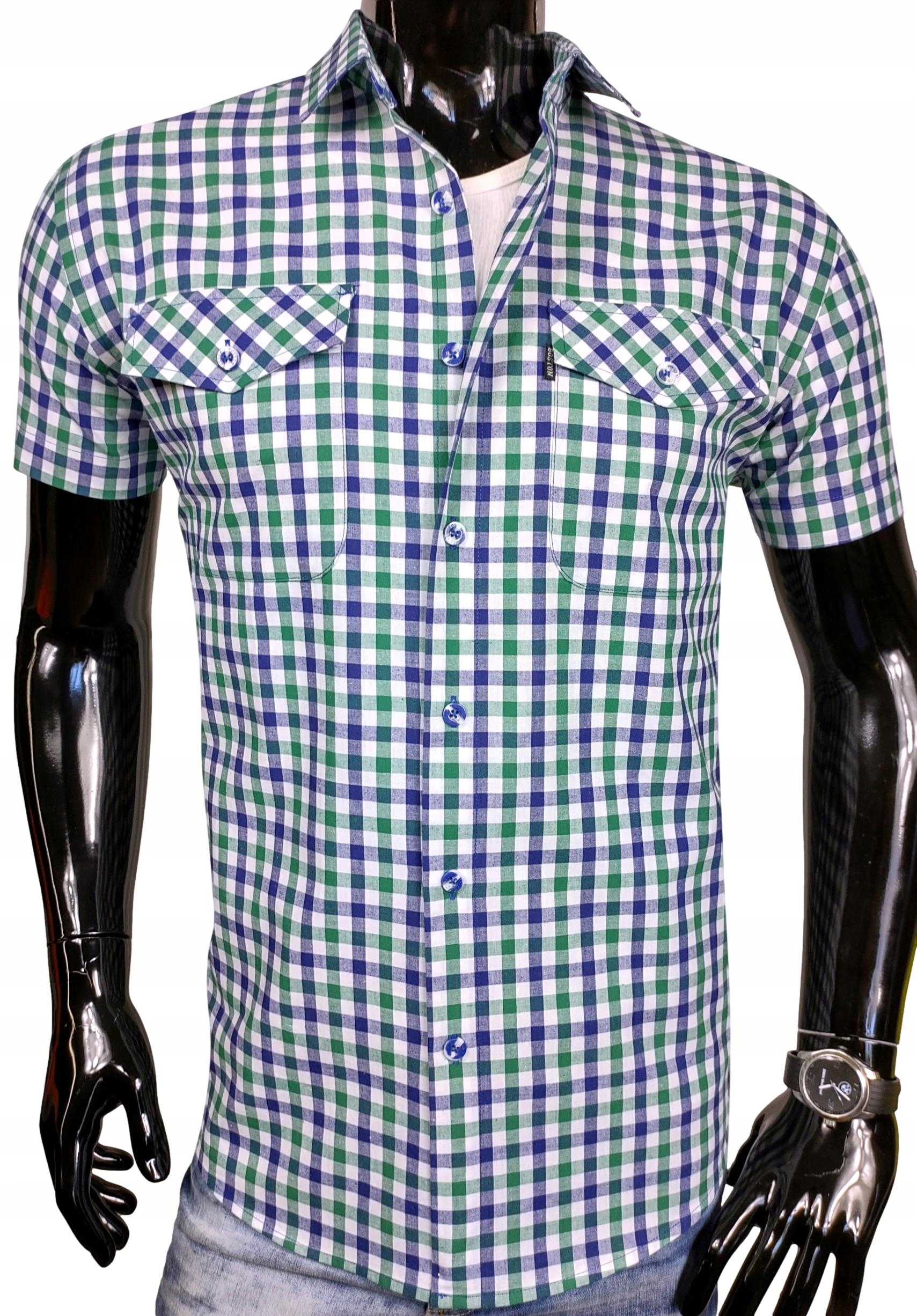 

Koszula Męska Krótki Rękaw Krata _ K221 r. XL/XXL