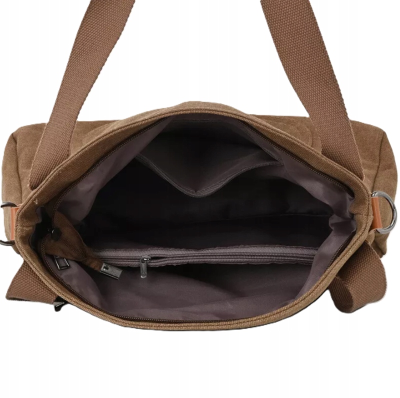 TORBA TOREBKA DAMSKA NA RAMIĘ POJEMNA MOCNA ŚWIETNA PŁÓCIENNA BRĄZOWA Materiał dominujący tkanina