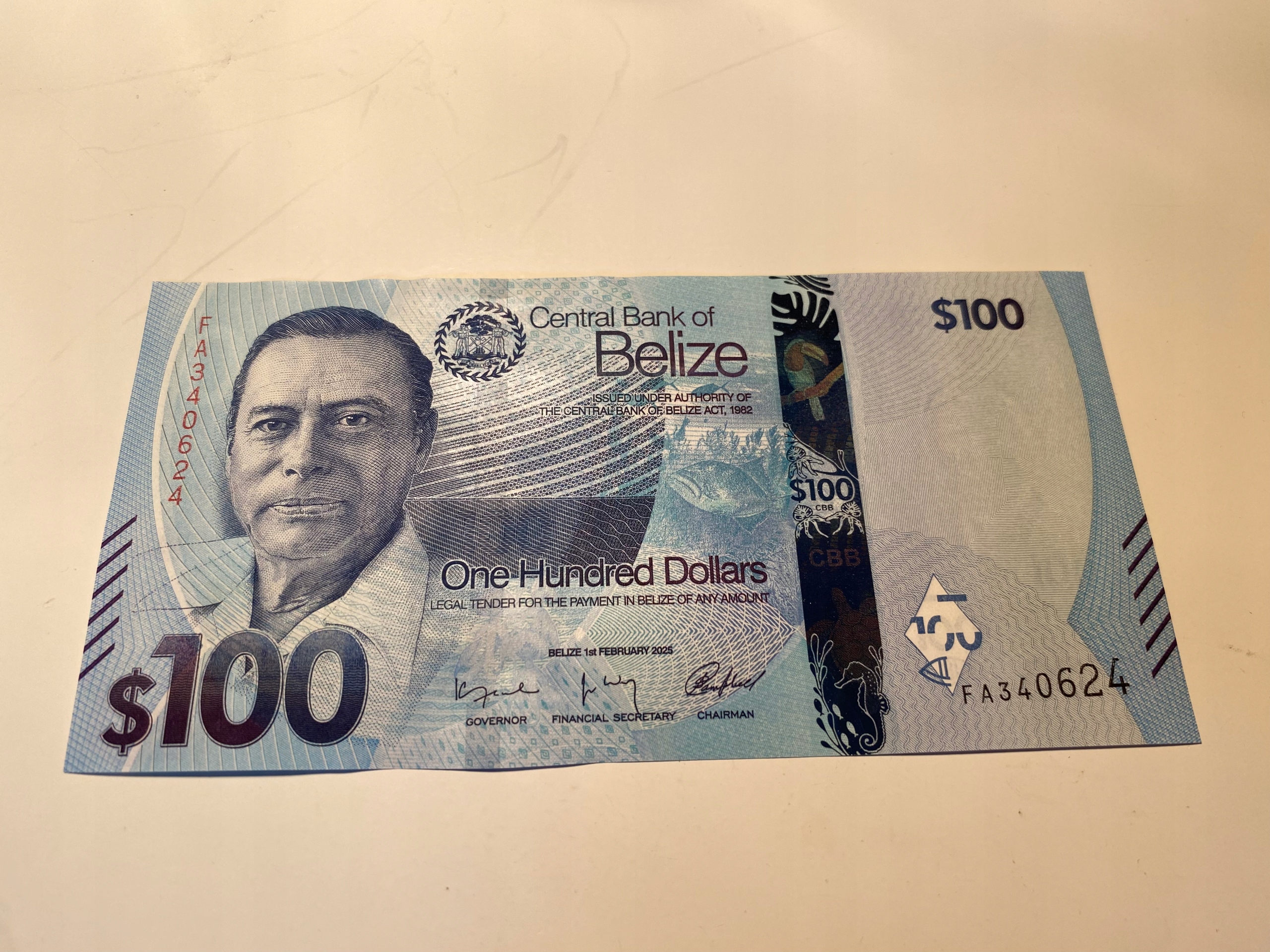 Belize - 100 dolarów - 2025 - UNC