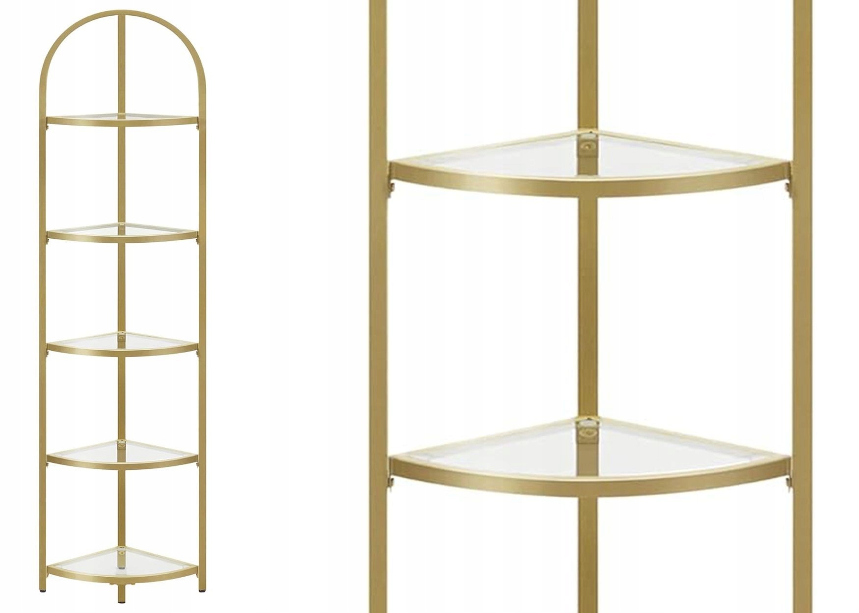 Funkčný rohový kúpeľňový regál zlatý Glamour tvrdené sklo 158 cm