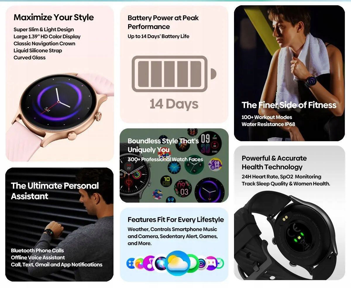 SMARTWATCH ZEBLAZE BTALK 2 LITE - FITNESS ZDROWIE TELEFON OSOBISTY ASYSTENT Model inny