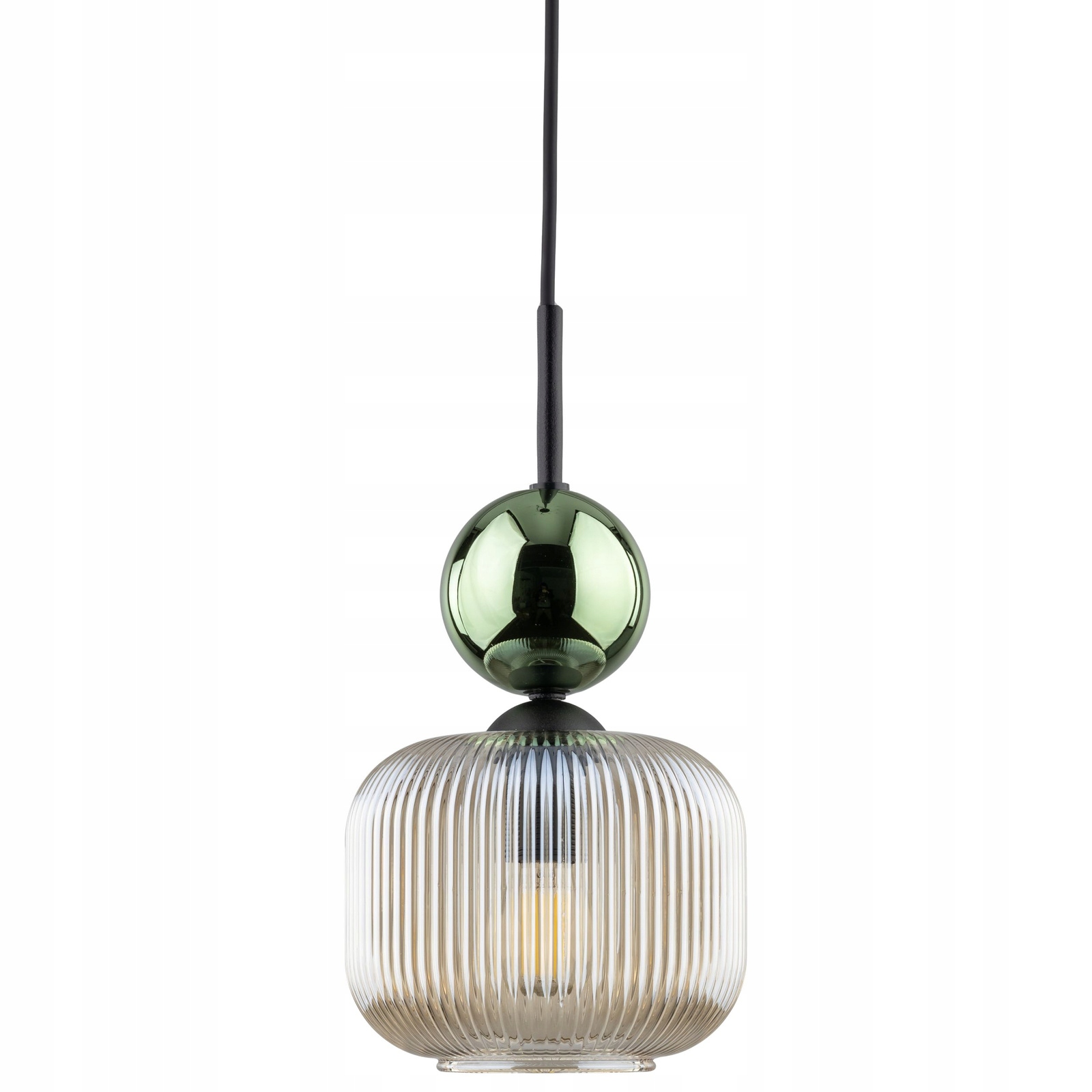 Lampa wisząca do sypialni salonu szkło ryflowane beż zielony Sophia