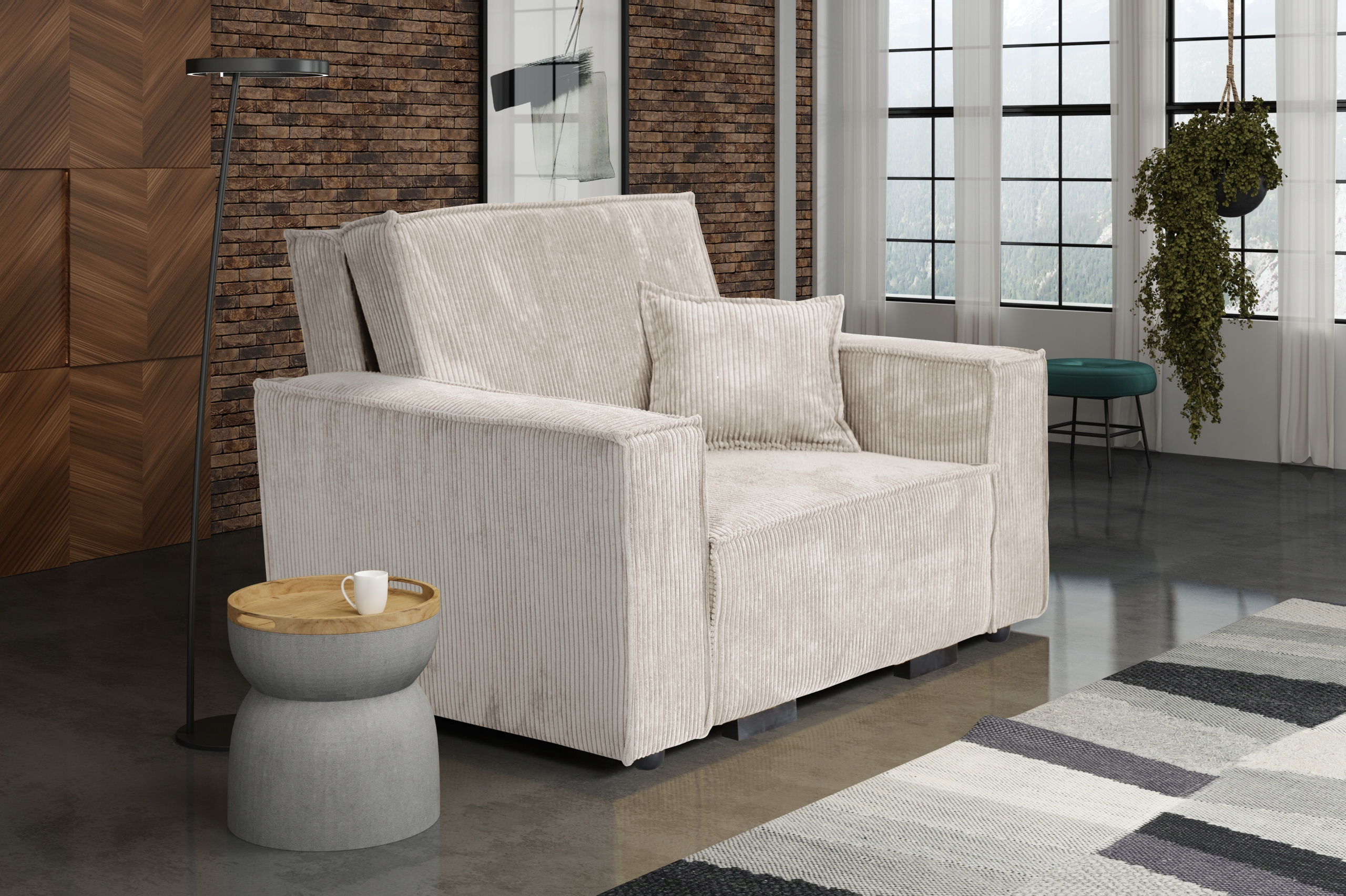 pojedyncza sofa VIVA I STAR rozkładany fotel welur Długość (cm) 196 cm