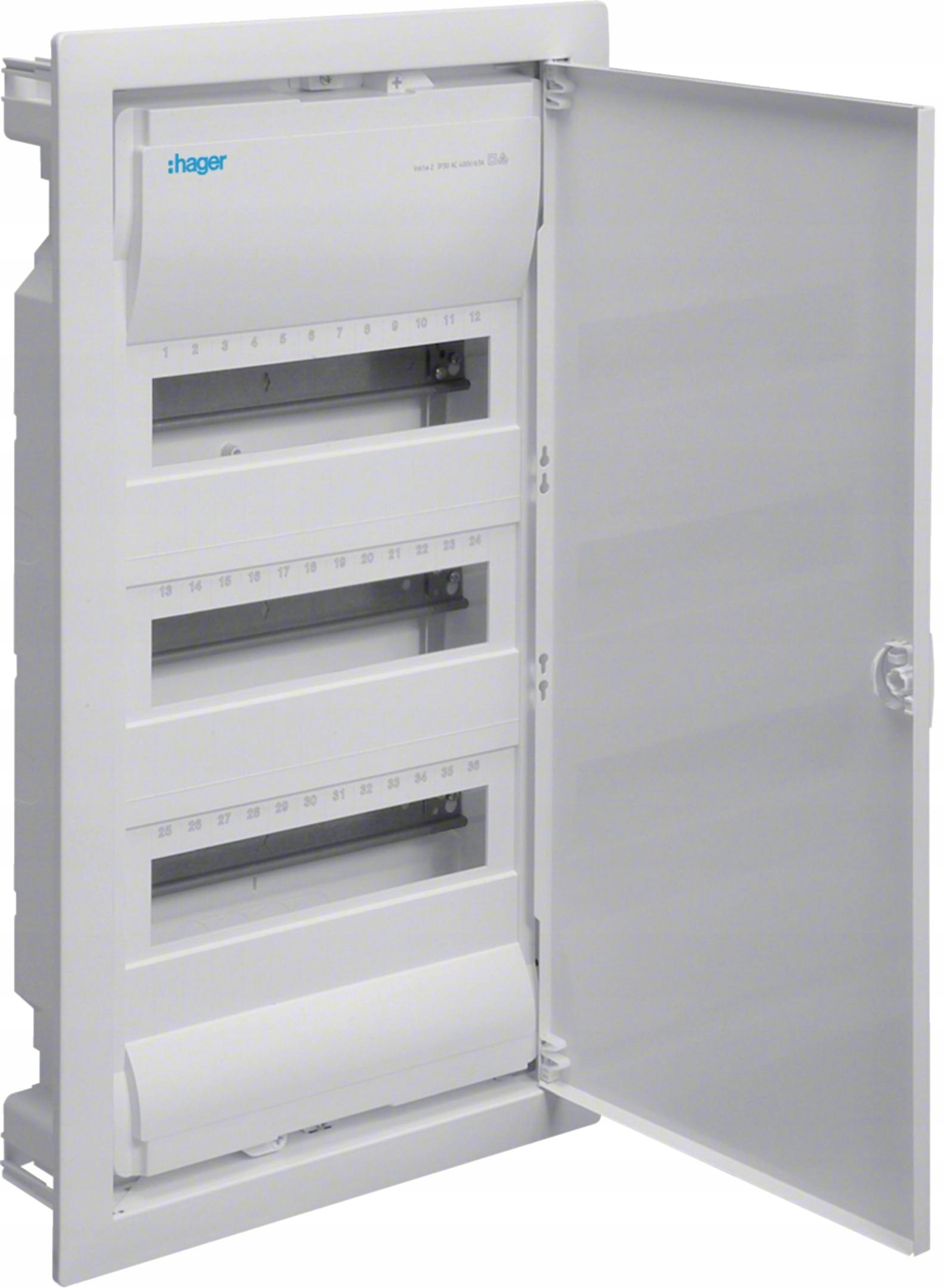 Podomítkový rozvaděč s kovovými dveřmi, 4 řady, 48 modulů, IP30, Q