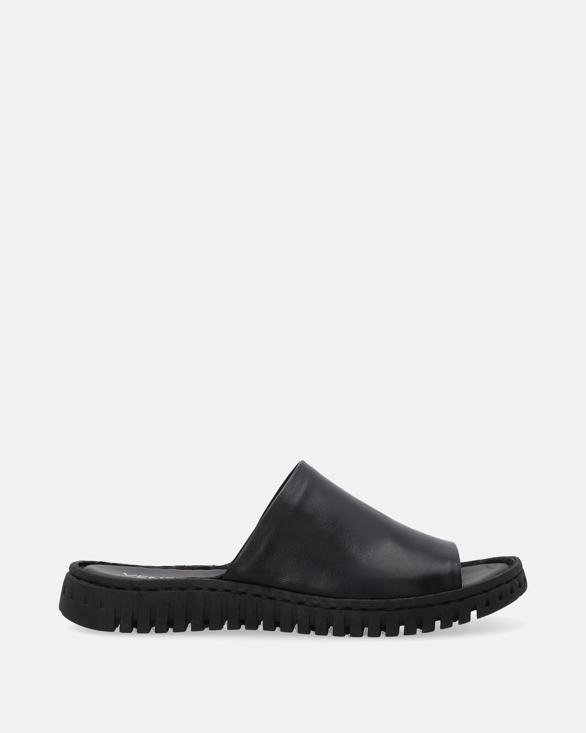 Venezia Klapki damskie czarne skórzane z szeroką cholewką roz. 36