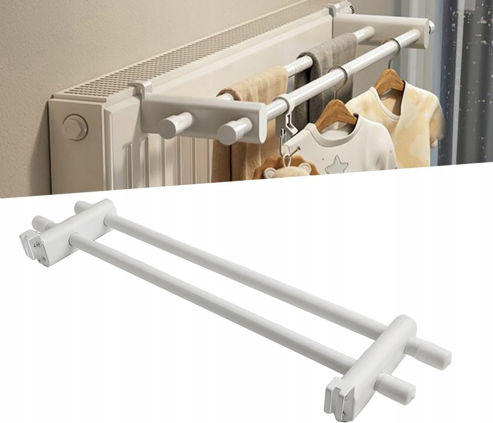 Levně Sušák Na Radiátor Bílá 2 Tyče 50 CM Nastavitelná Bez Vrtání Zree