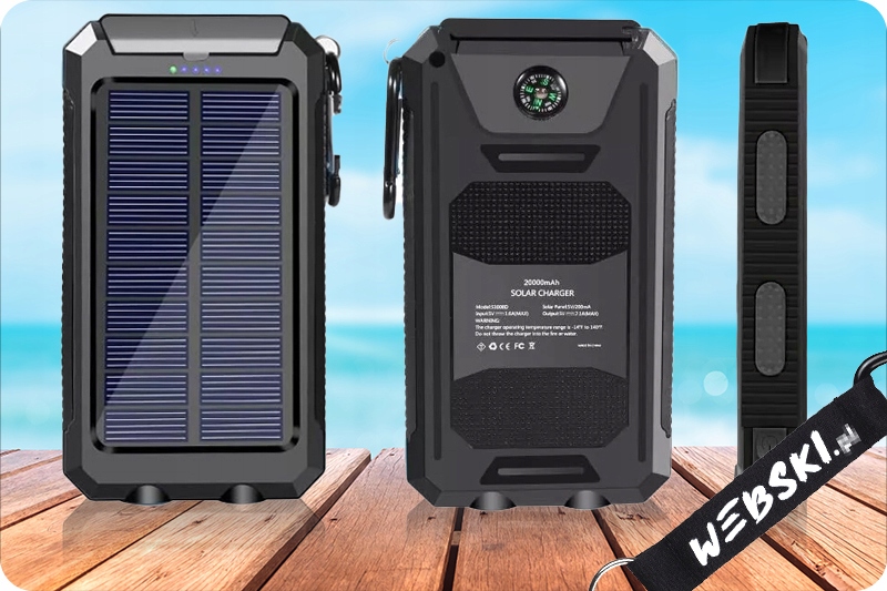POWER BANK ŁADOWARKA SOLARNA 2xUSB TURYSTYCZNA+ETUI WODOODPORNE na telefon Rodzaj power bank z panelem solarnym