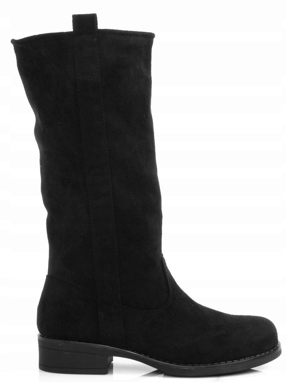 

6080 Czarne Zamszowe Ocieplane Kozaki Oficerki 38