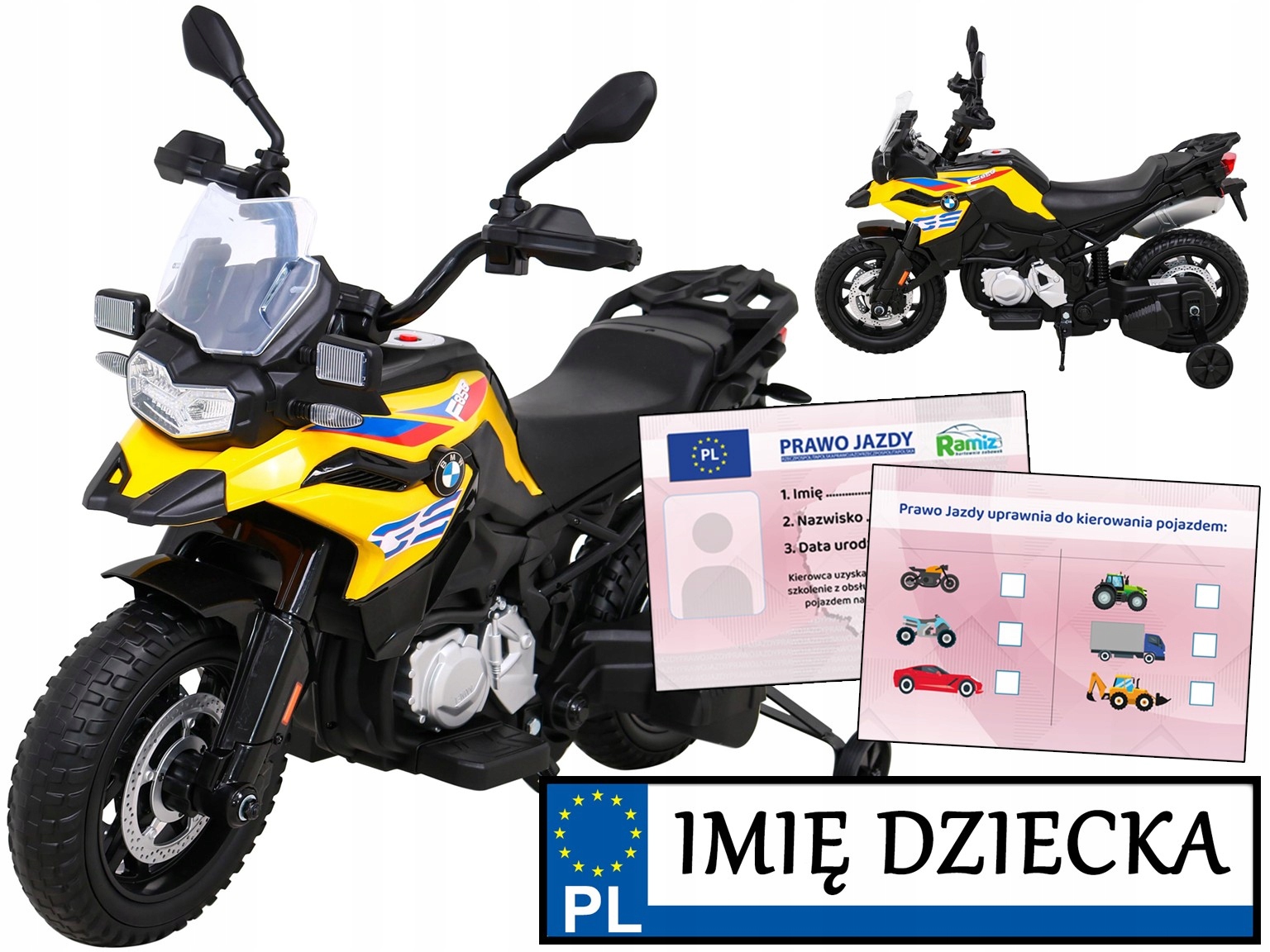 Bmw F850 pierwszy dziecięcy Motorek Elektryczny na akumulator koła Eva