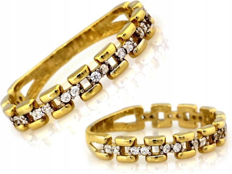 Zlatý prstýnek 585, ažurový, dvoubarevný s zirkony, r16, módní