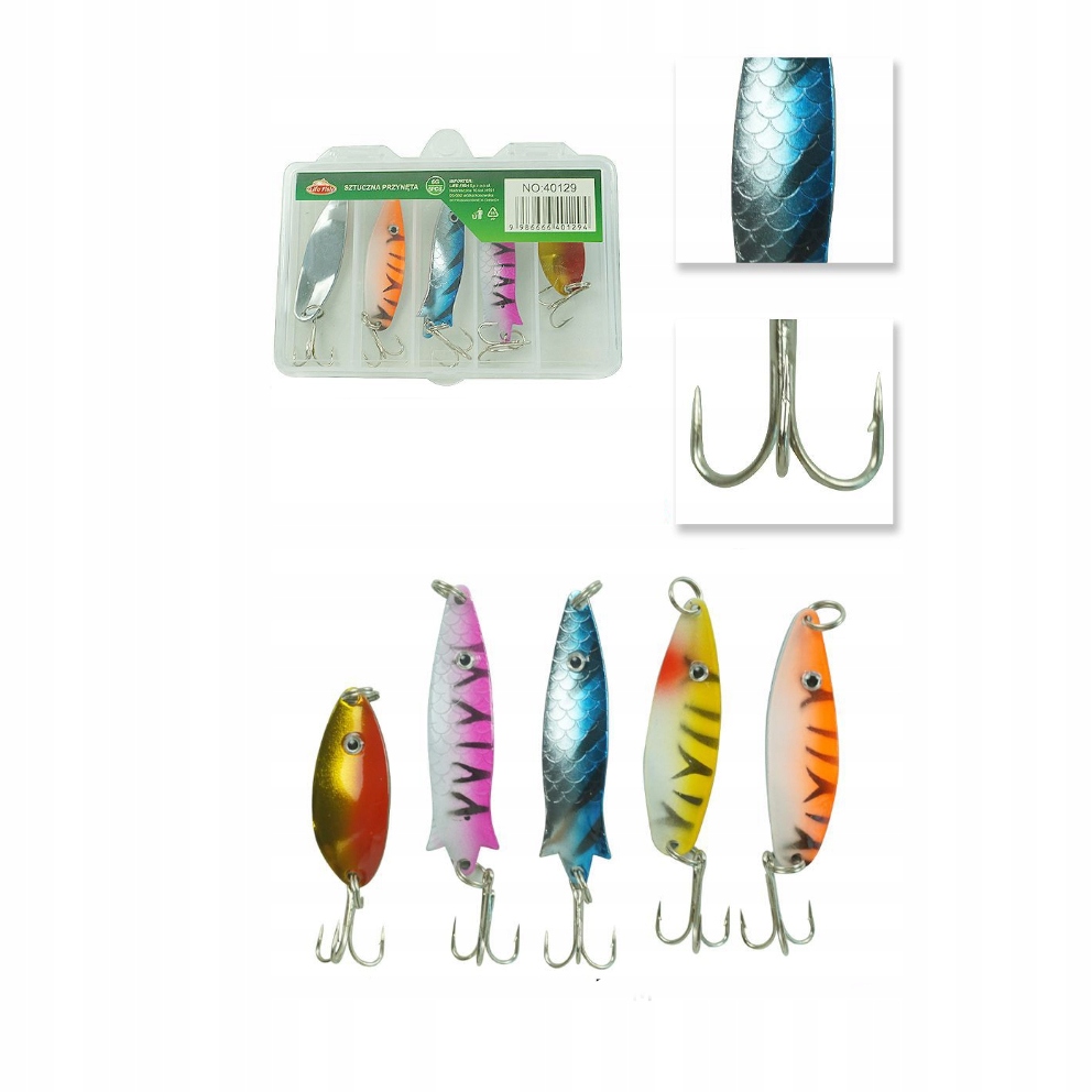 Zestaw na spinning 5x Ripper 5-7cm przynęta Pudełko główki jig