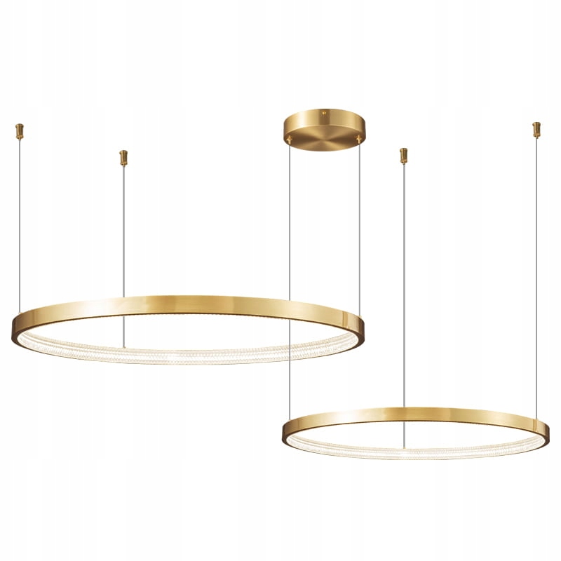Zing Ring Double 60 B Led lustr 60 cm, dva kroužky, zlatá mosaz