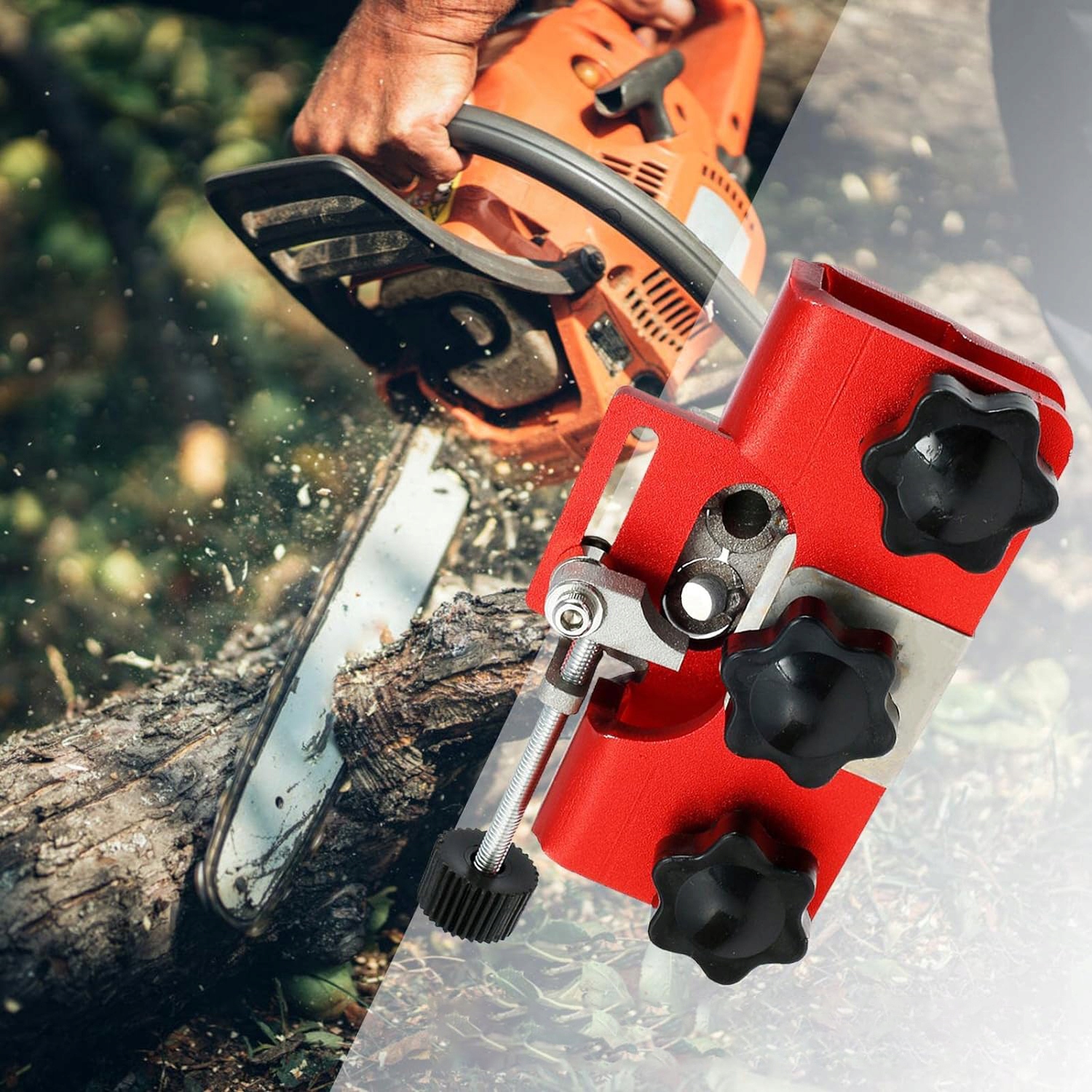 PROFESJONALNA OSTRZAŁKA PIŁ ŁAŃCUCHOWYCH 4/5/6MM Z 3 GŁOWICAMI RĘCZNĄ KORBĄ Marka Bedee