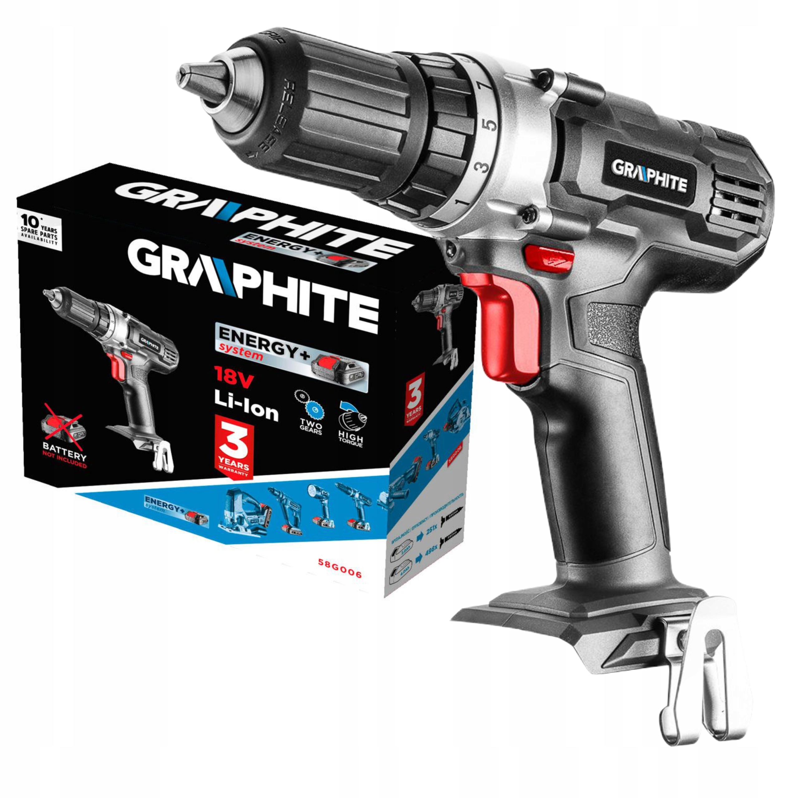 Aku Šroubovák Aku Vrtačka 18V Li-ion Led Graphite 58G006