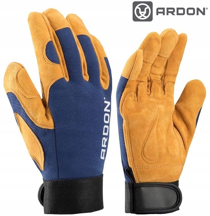 Rękawice Robocze Elastyczne Ochronne Wzmacniane Skórą Rzep ARDON AUGUST 7-S Rozmiar 7