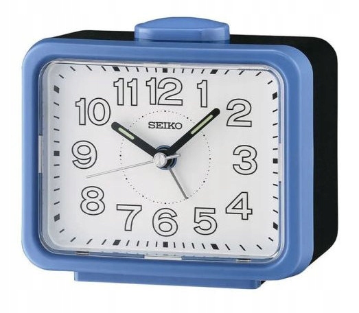 Modrý Budík Seiko QHK061L Hlasitý Alarm Tichý Mechanismus 11x8,5 cm