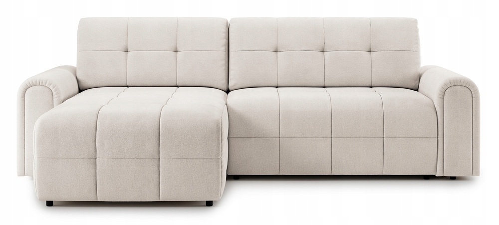 Rohová Sedací Souprava s funkcí spaní Simolla s nádobou krémová šenilová levá