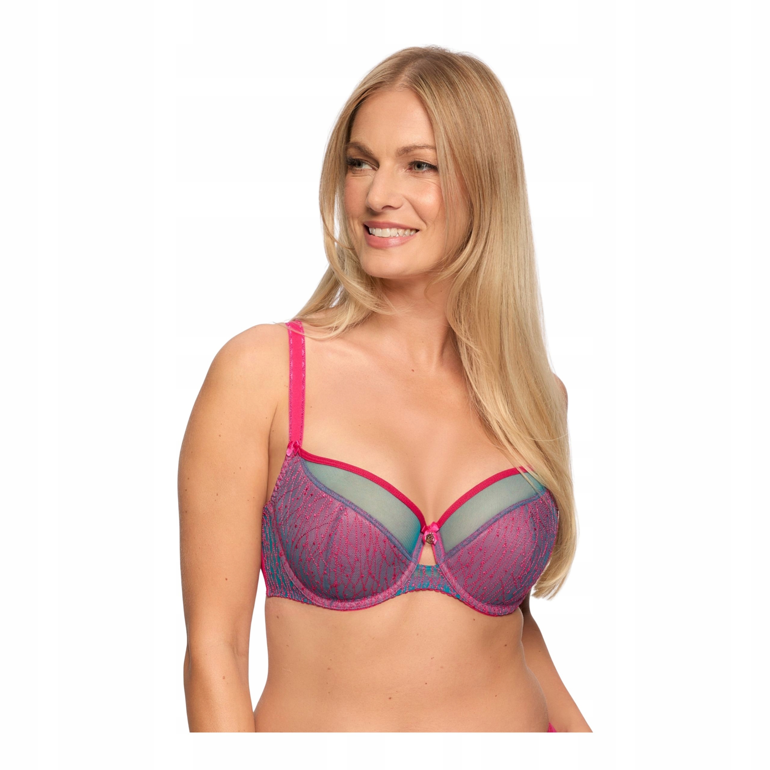 Podprsenka Ariel 80H polovyztužená letní podprsenka fuchsiová růžová krajka Gaia