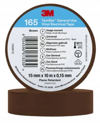 

3M Temflex 165 Winylowa taśma brązowy 15mm x 10m