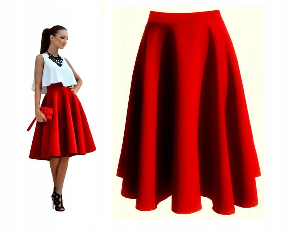 SPÓDNICA CZARNA z KOŁA MIDI ROZKLOSZOWANA 38 M Wzór dominujący bez wzoru