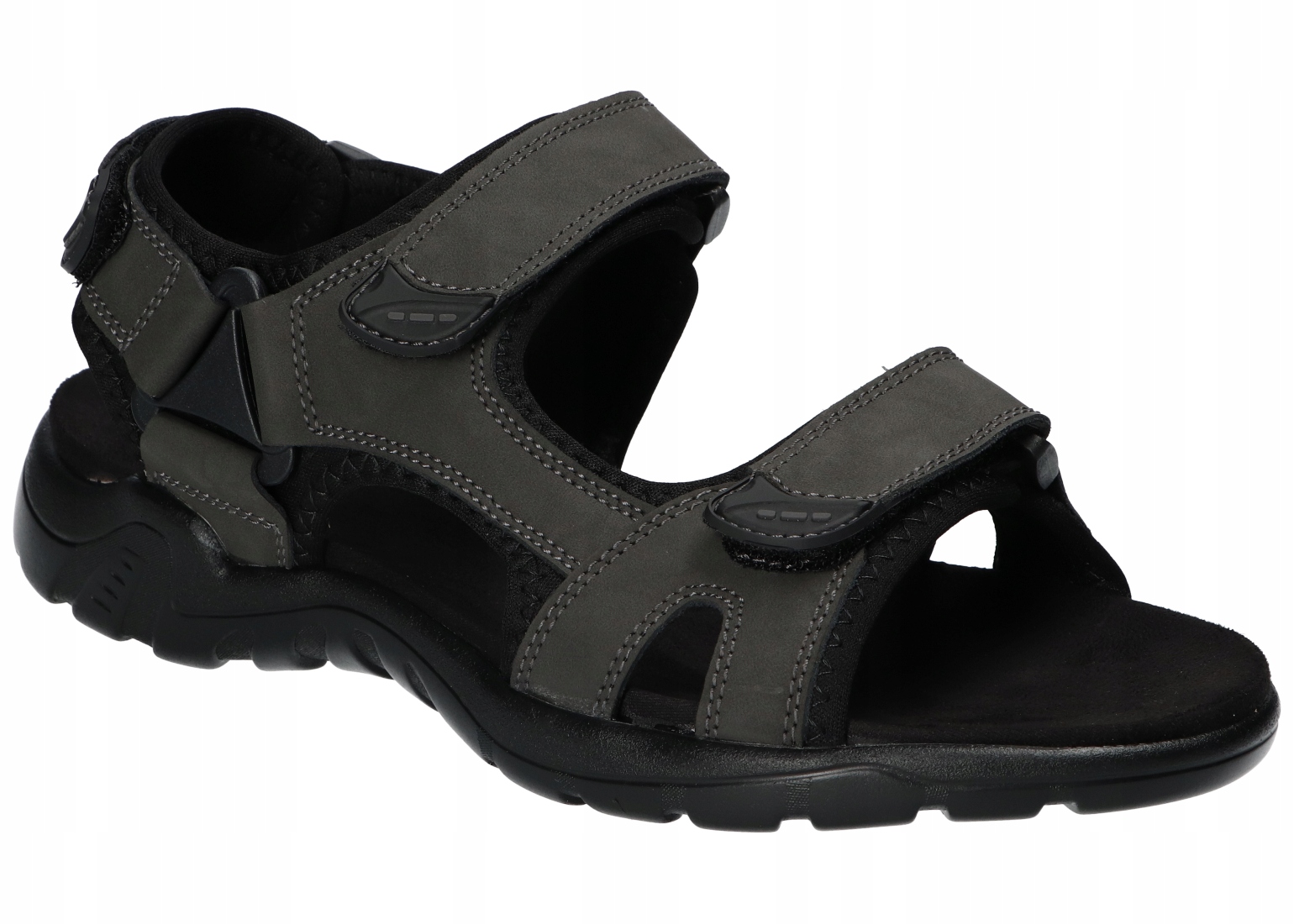 American Club CY194 Pevné Pánské Kožené Sandály Na Suchý Zip, Šedá Barva 45