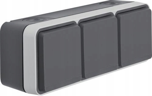 Berker W.1 šedý – zásuvka s uzemněním 3-násobná s víkem