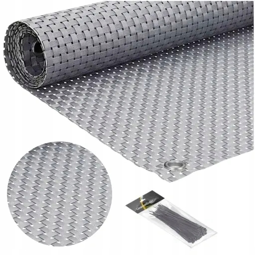 Osłona Na Balkon Premium 1x7m Rattan Balkonowa Mata Na Taras Szara Uv+