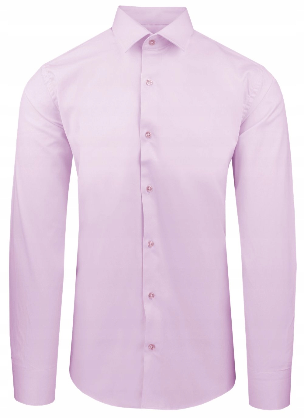 Růžová bavlněná košile s vypasovaným střihem, jednobarevná 46/176-182