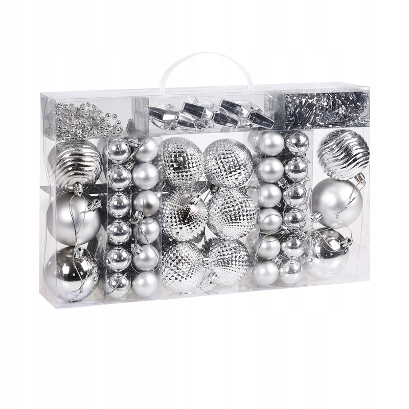 

Bombki Ozdoby Choinkowe 66szt Gwiazdki Srebrny