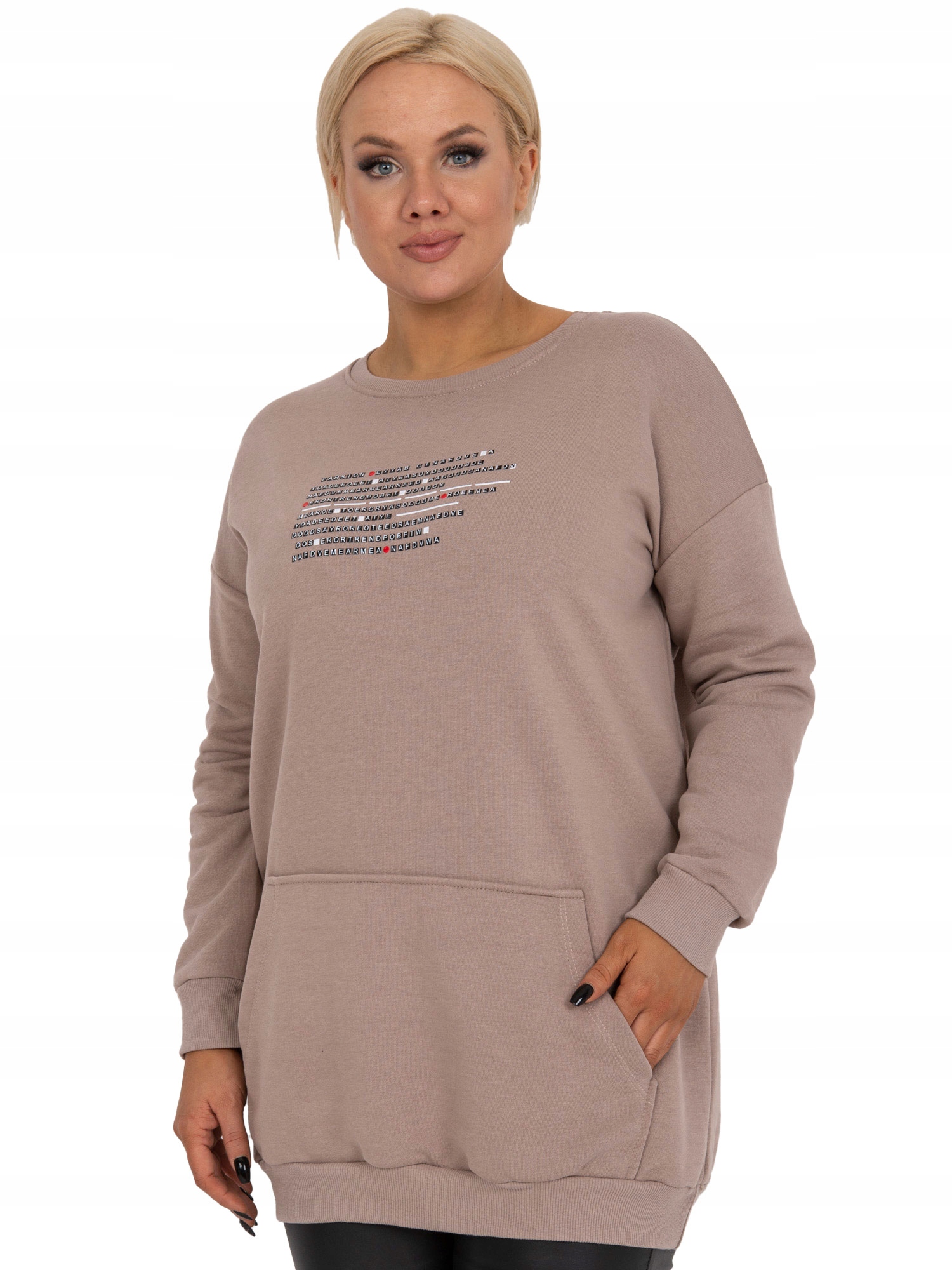 

Długa Bluza damska Plus Size kangurka dresowa