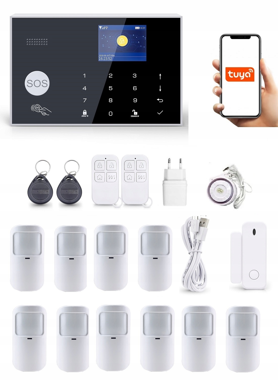 LCD Alarmový Systém 2.4" Gsm WiFi Tuya Smart Pl 10xPIR