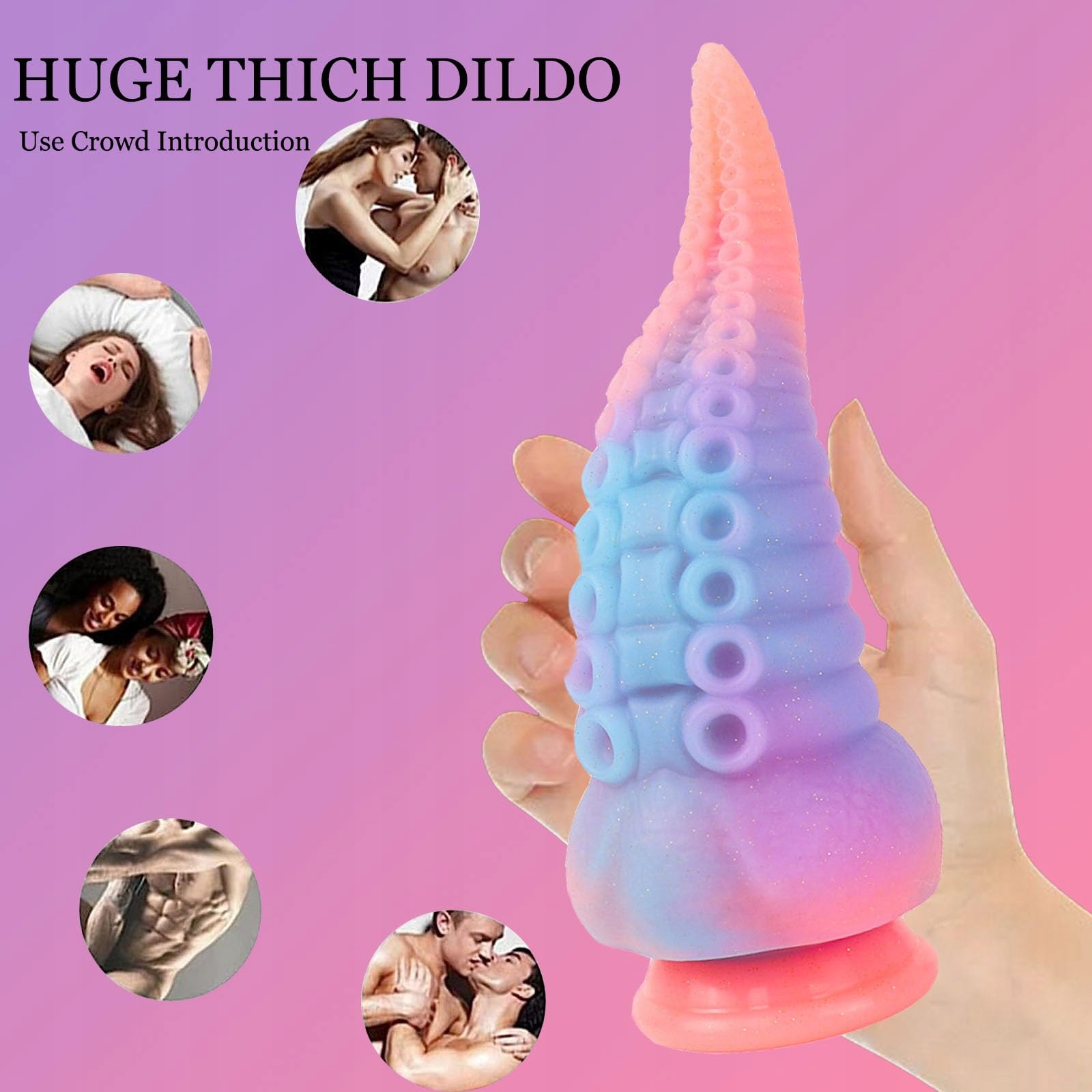 OŚMIORNICA Realistyczny Silikonowy Dildo 8.3'' Świecący Ogromny Tentacle — miniatura 3