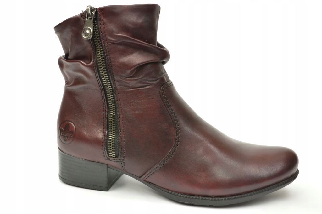 dámské kotníkové boty Rieker 78656 Burgundy z kůže vel. 38