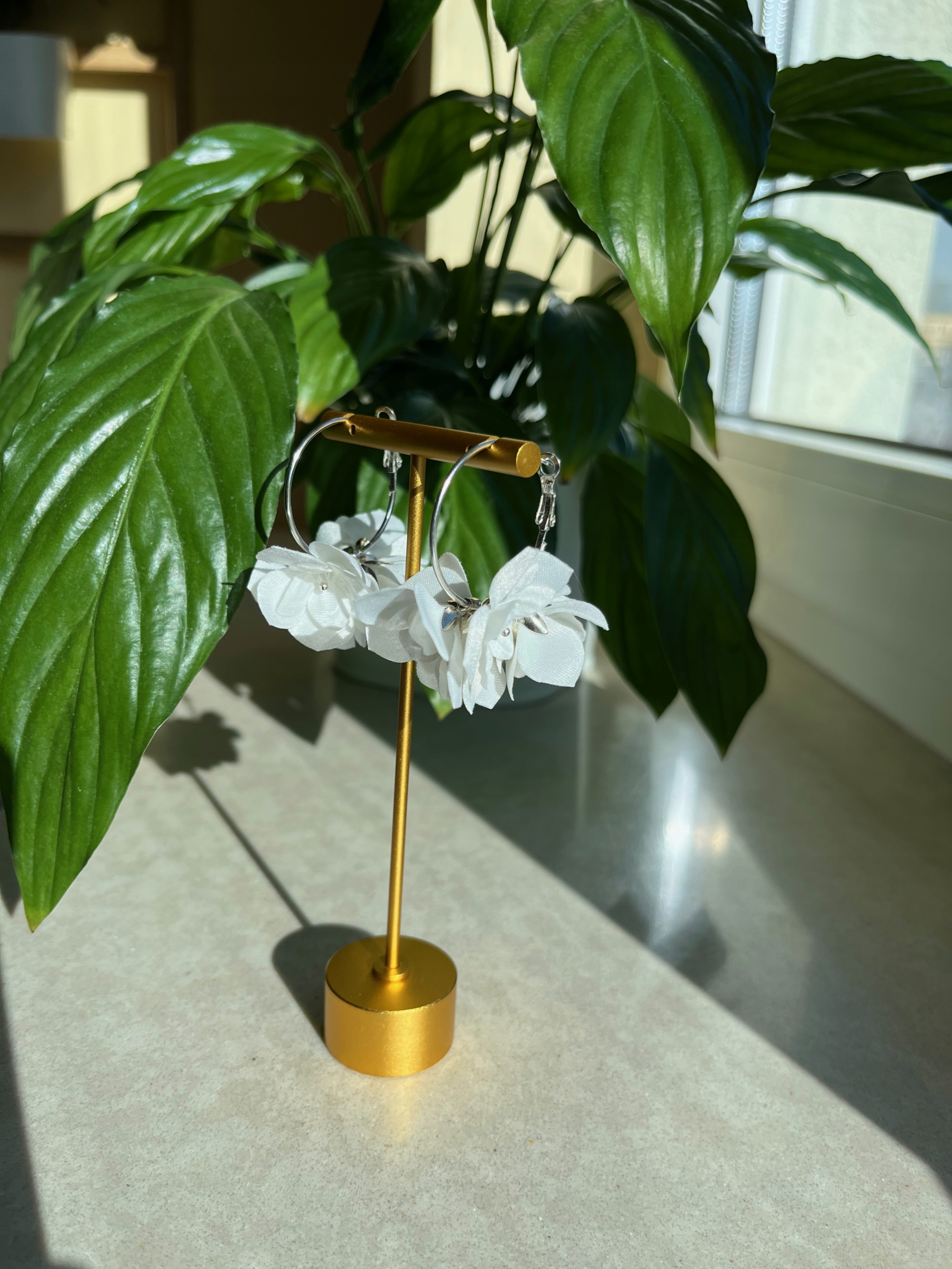 Kolczyki ślubne kwiaty JASMIN Kamień Inny kamień