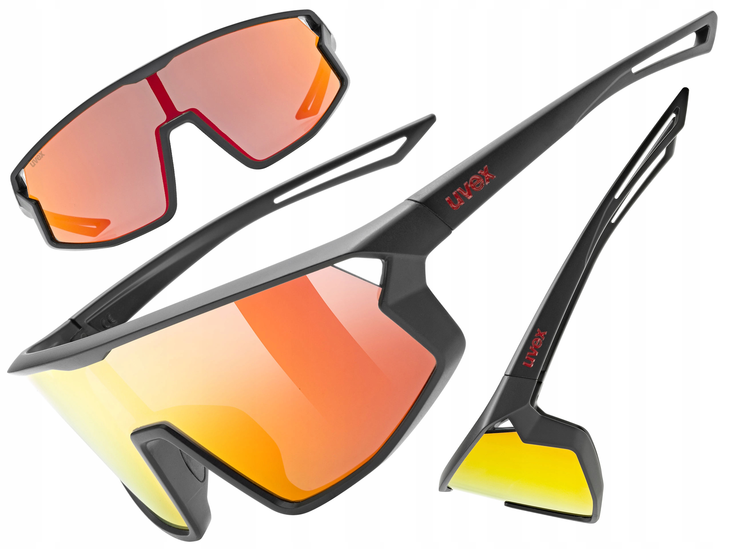 Cyklistické brýle Uvex Skyryse Jr. černé matné (zrcadlově červené) S3