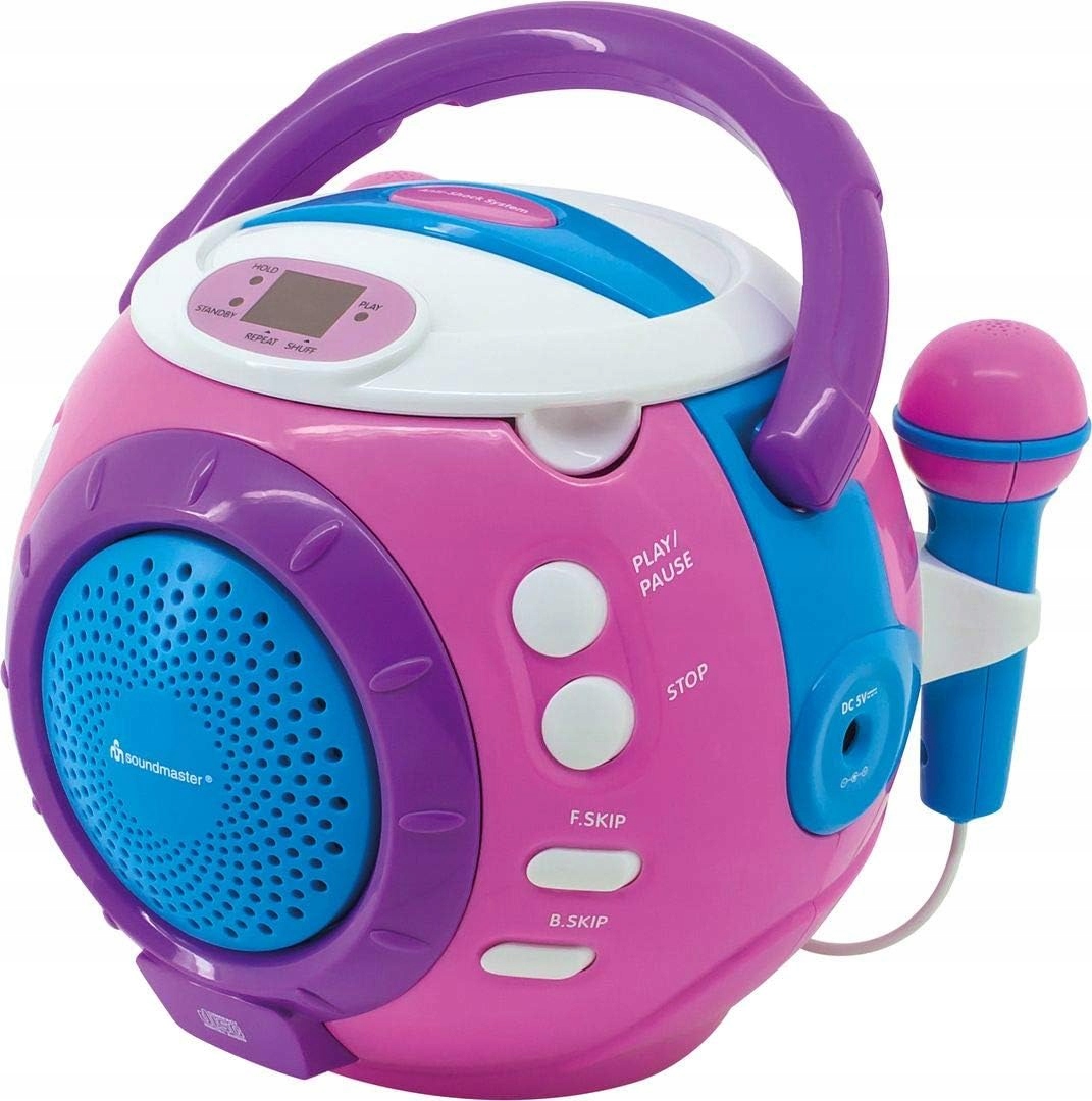 Boombox CD přehrávač Soundmaster KCD1600PI Růžový Mikrofony pro děti