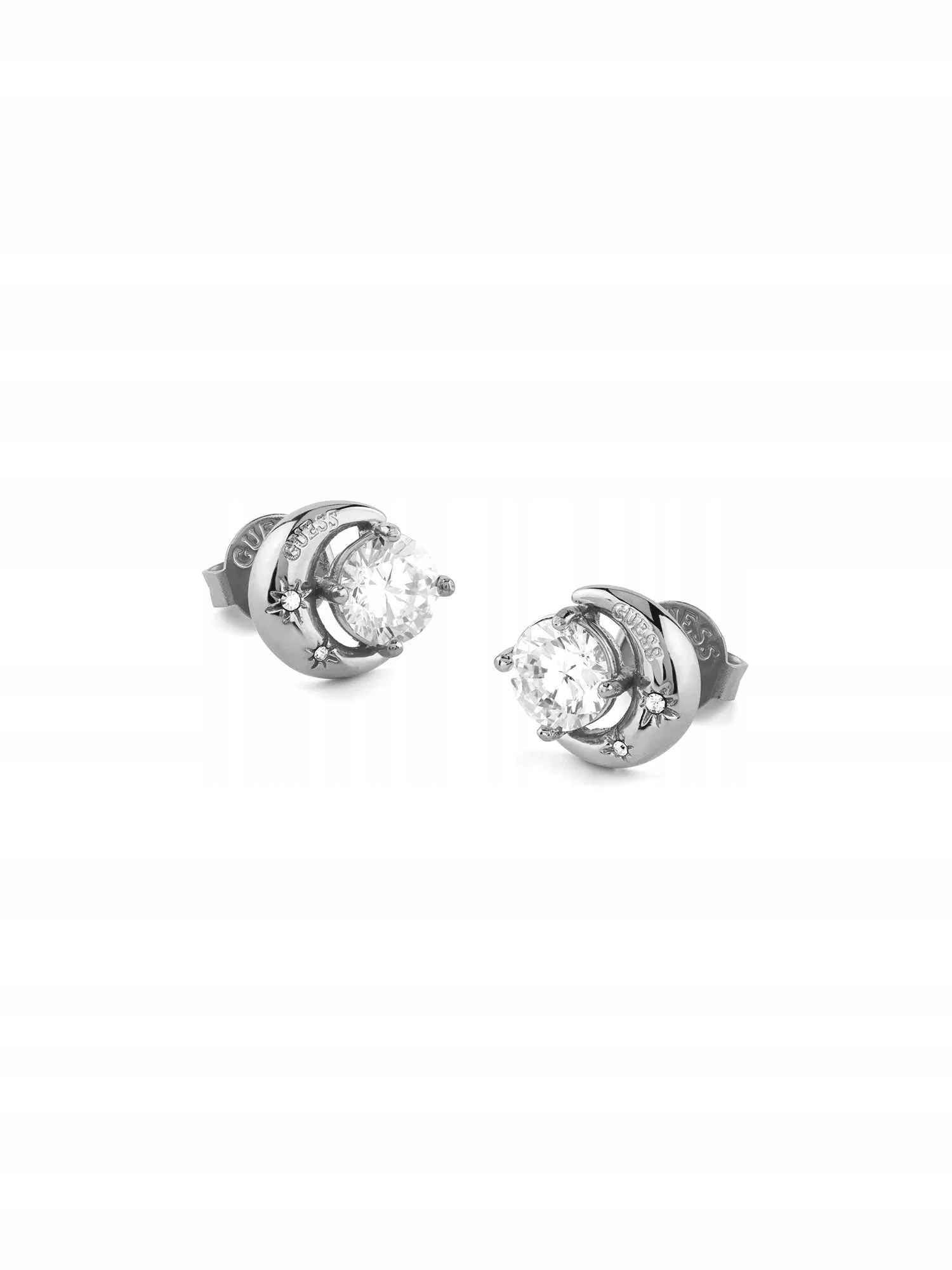 Guess Aurora stříbrné náušnice měsíc s krystaly JUBE06233JW