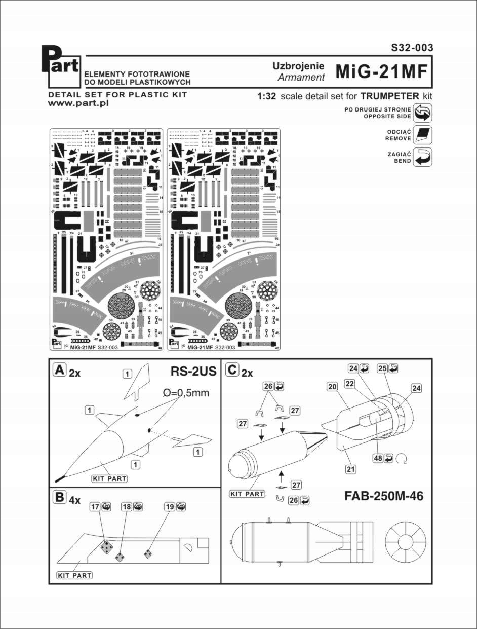 Part S32-003 1/32 MiG-21MF El. výzbroje (Trumpeter)