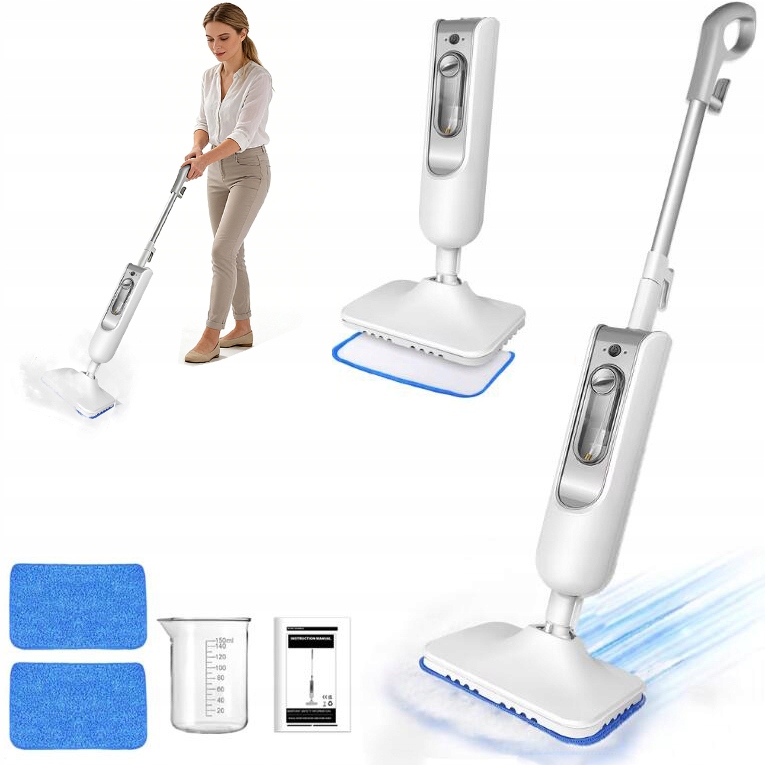 Parní mop 1500W Čistič podlah s parním čističem, 400ML nádržkou 2 utěrky na mop