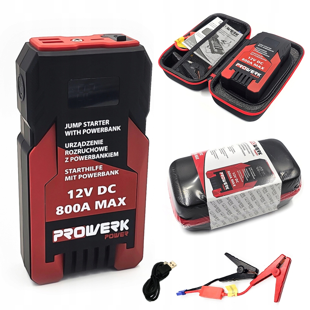 Powerbank ładowarka prostownik rozruch Do Akumulatorów DC 2 A, 9V kable
