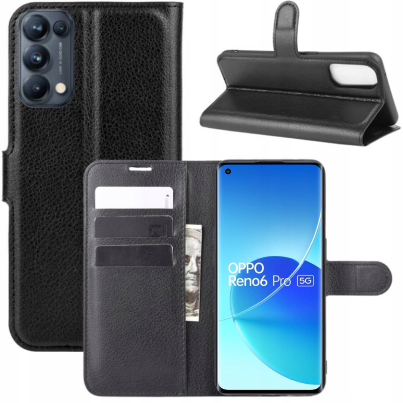 

Etui Portfel Litchi Pokrowiec Do Reno 6 Pro 5G