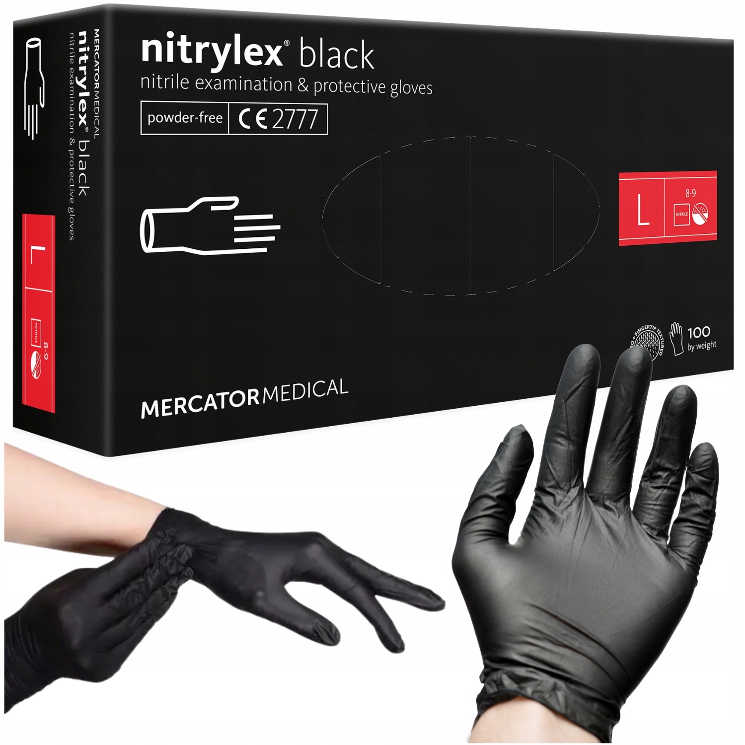 Rękawiczki Rękawice Nitrylowe Nitrylex Black Czarne Mocne 100SZT Rozmiar L