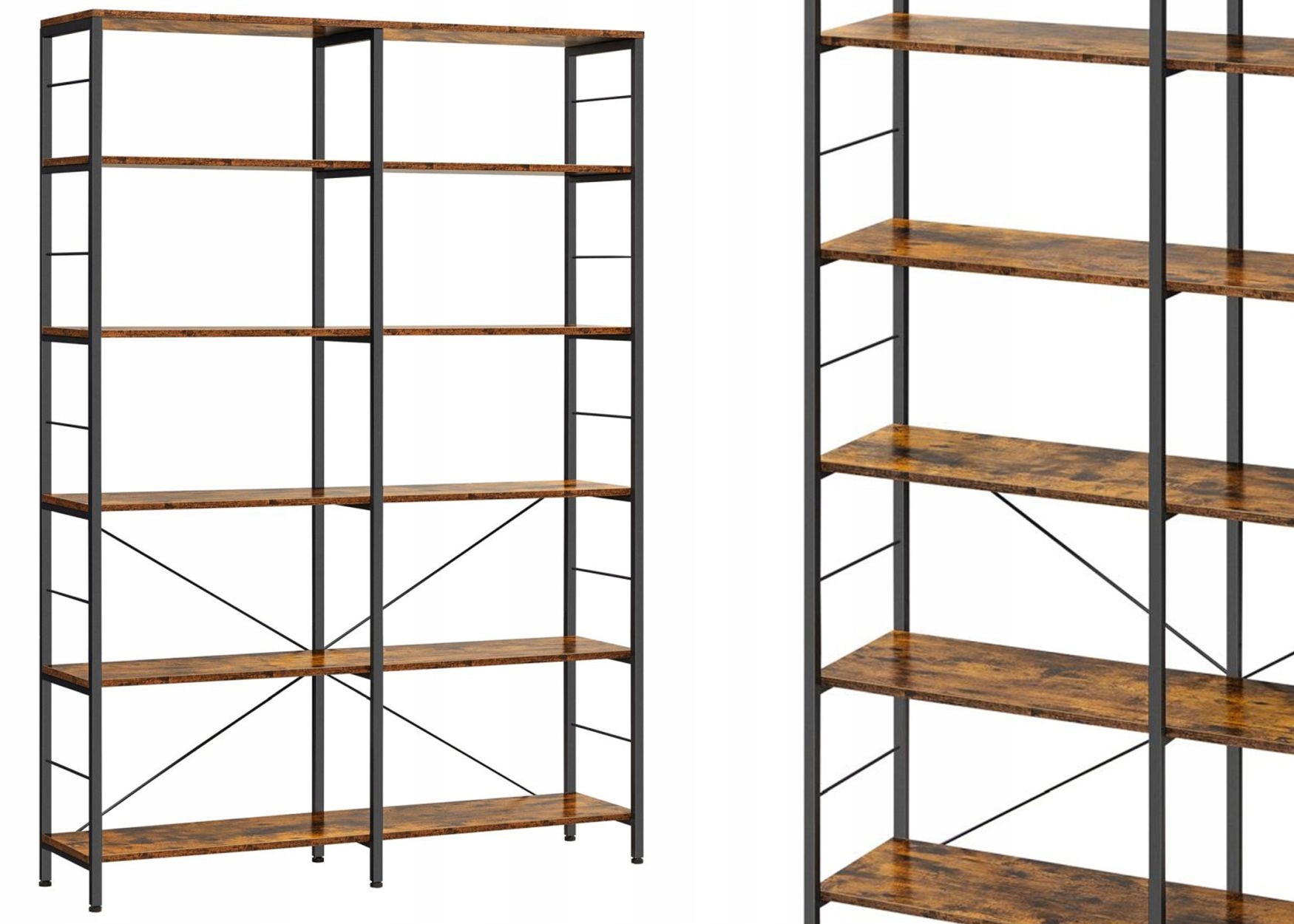 Stojaci regál s 6 priestrannými policami, industriálna skrinka Loft 172,5 cm