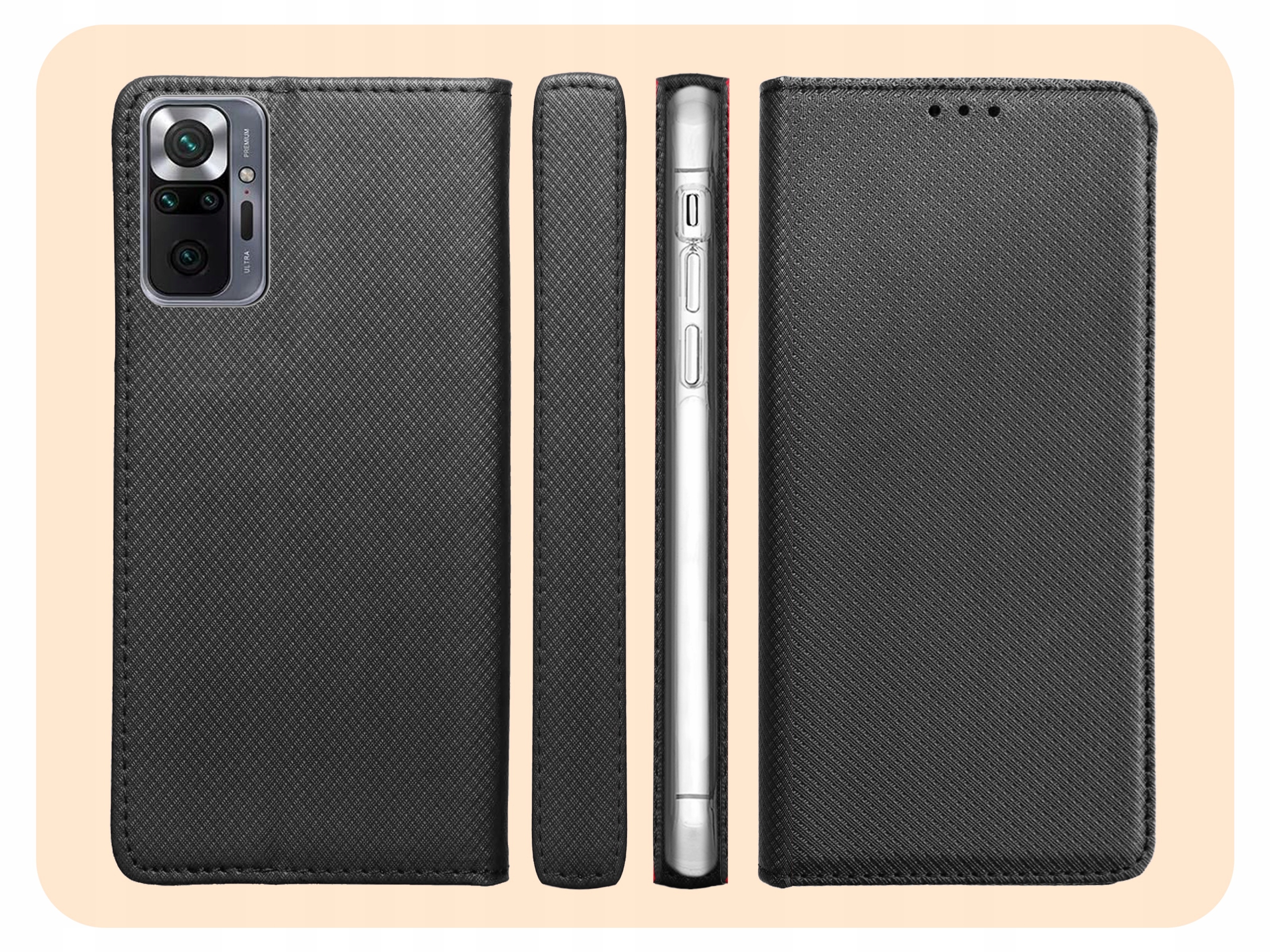 ETUI Z KLAPKĄ DO REDMI NOTE 10 / 10 PRO MAX CZARNE ZAMYKANE MAGNETYCZNE Dedykowana marka Xiaomi