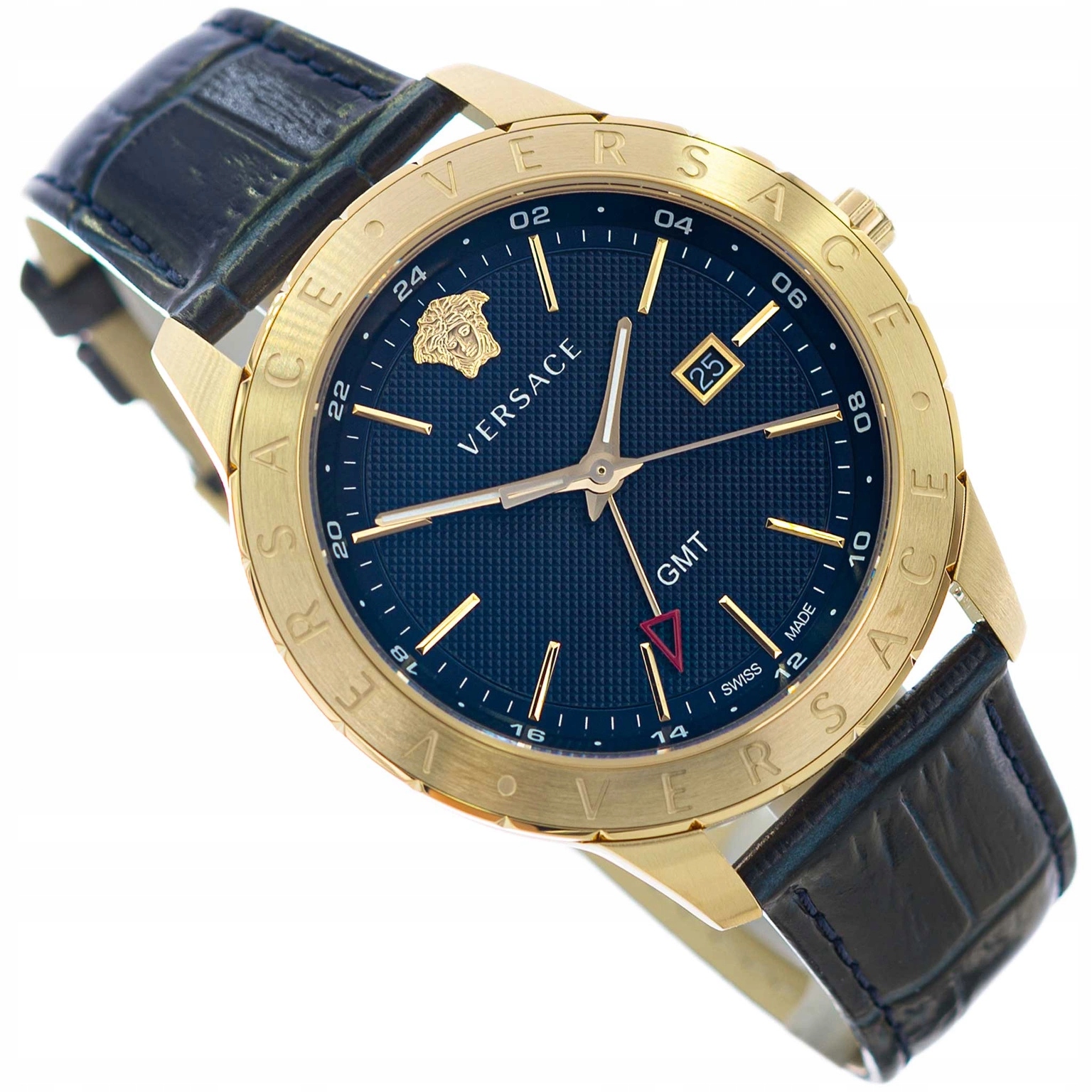 Pánské Hodinky Versace VEBK00318 Univers Gmt Tmavě Modré Na Řemínku Datumovka