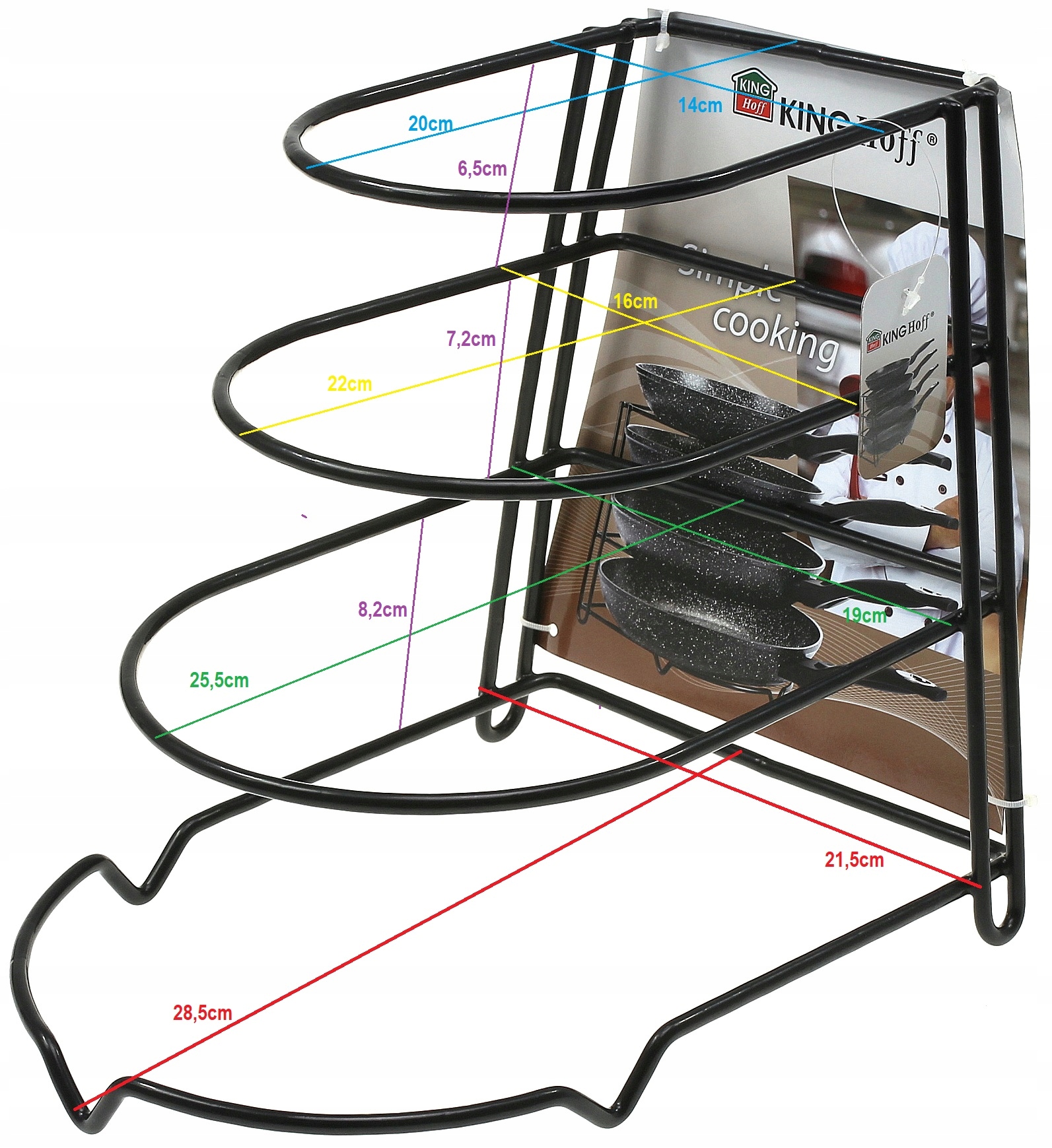 Stojak ORGANIZER PATELNIE Przechowywania Patelni Szerokość produktu 2 cm