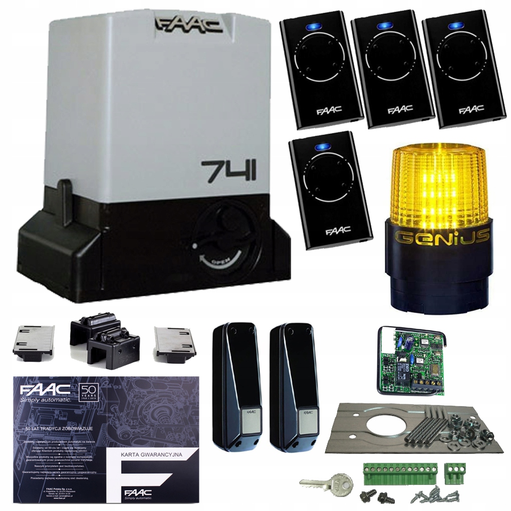 Napęd Delta 3 Faac 741 do 900kg 4 piloty 868MHz lampa Led