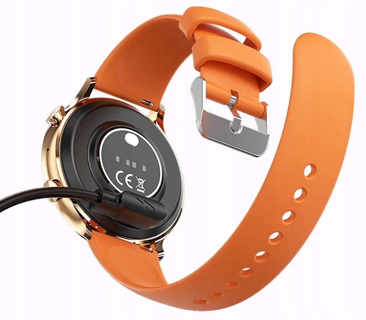 SMARTWATCH DAMSKI ZEGAREK PL MENU ROZMOWY SMART WATCH + 4 PASKI + SŁUCHAWKI Złącza brak